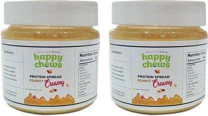 happy chews Creamy Natural Peanut Butter for Dogs, Organic Vegan Protein Spreadt Peanut Butter 0.36 kg (2x0.18 kg) Wet Adult Dog Food