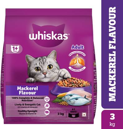 Whiskas (1+ Years) Mackeral 3 kg Dry Adult Cat Food