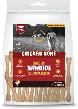 Gnawlers Dog Chicken Chew Bone, 100% Rawhide Free, 4` inch, 25 Piece(1kg X 1)Sold By DNC Chicken 1 kg Dry Adult, Senior Dog Food