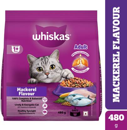 Whiskas (1+ Years) Mackeral 0.48 kg Dry Adult Cat Food