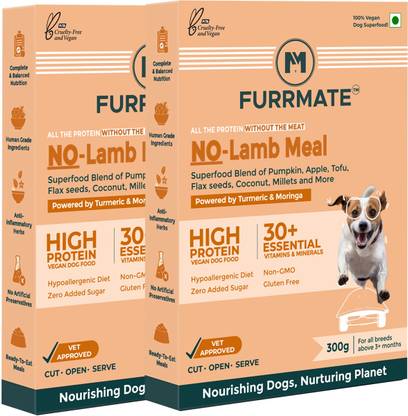 FURRMATE Wet Dog Food Vegan High-Protein Recipe for Active Dogs (300 Gram (Pack of 2) Lamb 0.6 kg (2x0.3 kg) Wet Adult, Senior, Young Dog & Puppy Food