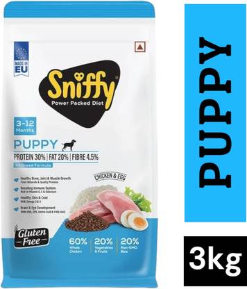SNIFFY Sniffy Puppy 3kg Power Packed Diet Chicken, Egg 3 kg Dry Young Dog Food
