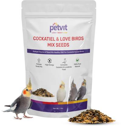 Petvit Bird Food for Cockatiel & Lovebirds Mixed Seed with | Yellow Millet | 1 kg Dry Young, Adult, Senior Bird Food