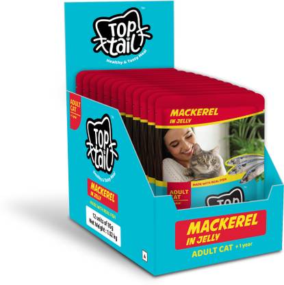 Top Tail Cat Food Mackeral 1.02 kg (12x0.09 kg) Wet Adult Cat Food