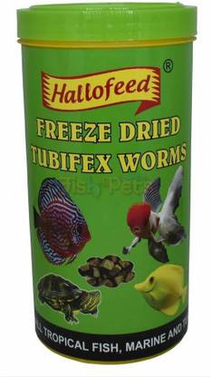 aqualyf pets Hallofeed Freeze Dried Tubifex Worms Fish Food | 100 Gms 0.1 kg Dry Adult Fish Food