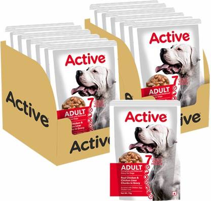 Active Gravy (16 X 70g) Wet Adult Dog, Chicken Liver Chunks and Real Chicken 1.12 kg Wet Adult Dog Food