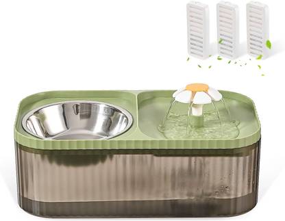 Pet Guard Automatic Flower Fountain & Stainless Steel Bowl for Dog Cat