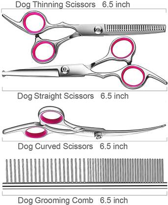 PATPAT Dog Grooming Scissors Kit with Stainless Steel Comb for Pet Dog Cat Silver Pet Hair Trimmer
