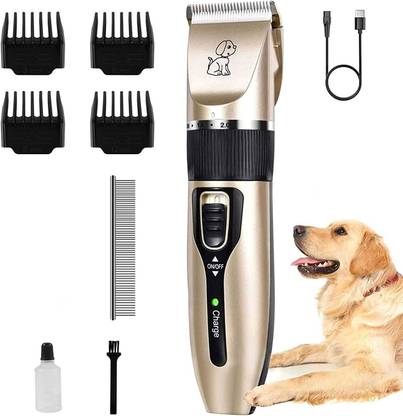 ClothyDeal Dog Shaver-Pet Clippers Low Noise Cordless with 4 Comb Guides Scissors Nail Body Groomer 120 min  Runtime 1 Length Settings