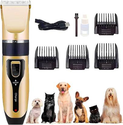 Lootwagon Dog Grooming Kit Clippers, Low Noise, Quiet, Rechargeable, Cordless Trimmer Gold Pet Hair Trimmer