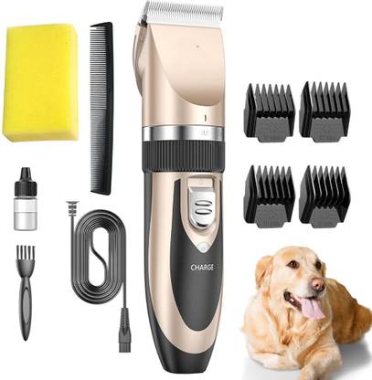 Godworks Pet Hair Trimmer Dogs & Cats Grooming Machine Wireless Rechargeable, Low Noise, Gold, Black Pet Hair Trimmer