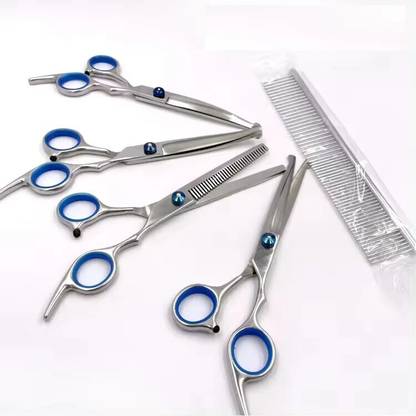 WUDEE Safety Tip,Curved,Thinning,Straight Scissors with Comb,Nail cliper, File. Steel Pet Hair Trimmer