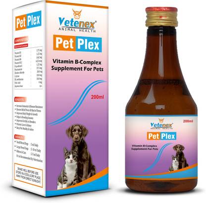 VETENEX Pet Plex - Vitamin B-Complex & Amino Acids Syrup For Dogs & Cats - 200 ML Pet Health Supplements