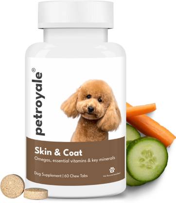 Petroyale Dog Skin And Coat Chew Tablets | Dog Skin Medicine | Pack of 2 | 60 X 2 Tablets Pet Health Supplements