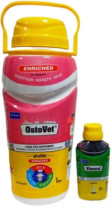 ADILAID Ostovet (1 LTR) Calcium Liquid + Vimeral (60ml) Multivitamin Pet Health Supplements