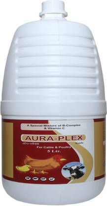 Aura-plex Vitamin C & B Complex Supplement for Poultry, Cattle & Livestock Animals, 5 LTR Pet Health Supplements