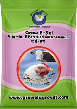 Growel Agrovet Grow E-Sel: Vitamin E & C, Selenium, & Biotin for Birds & Animals Pet Health Supplements