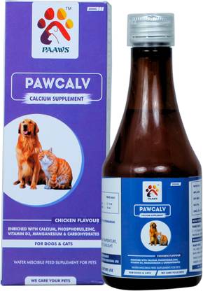 PAAWS Calcium Syrup for Cats & Dogs Stronger Bones, Teeth & Growth for All Age Group Pet Health Supplements