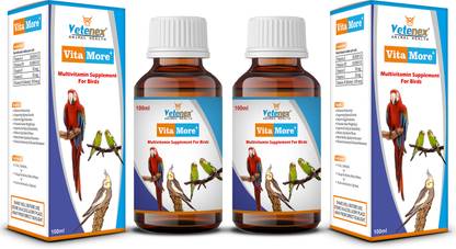 VETENEX VitaMore Plus - Multivitamin Supplement For Birds (100 ml x 2) Combo - Pack of 2 Pet Health Supplements