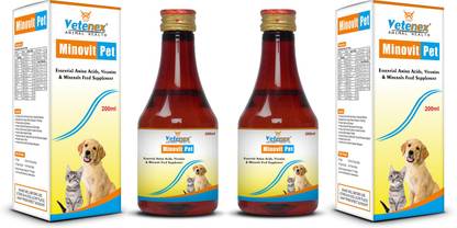 VETENEX Minovit Pet - Multivitamins & Amino Acids Syrup for Dogs & Cats (200ml x 2) Pet Health Supplements