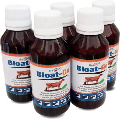 REFIT ANIMAL CARE Anti Bloating & Gastrointestinal Supplements For Cow, Cattle & Farm Animals(Bloat-Go 100ml.*5Pcs.) Pet Health Supplements