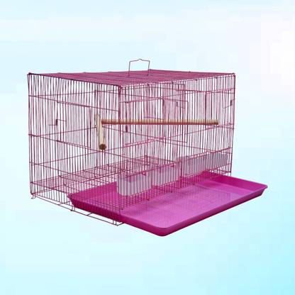 HARA ENTERPRISES 2ft Partition Metal Bird Cage for Lovebirds, Parrots, & Budgies, Pink Bird Cage