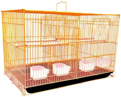 PetJoy Orange Iron Bird Cage with Feeding Cup, 1 Pole with Secure Lock, 24 Inch Bird, Hamster, Rabbit Cage