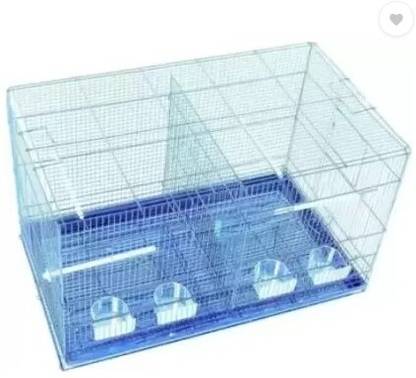 CAGECOAST 2 FT Bule Partition Bird cage with Food, Water Cups, Perches, and Hard Crate Bird Cage