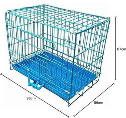 petcare Pet Cage - Blue - 30 Inch Foldable Metal Wire Dog Cage/Crate/Carrier with Tray Blue Pet Crate