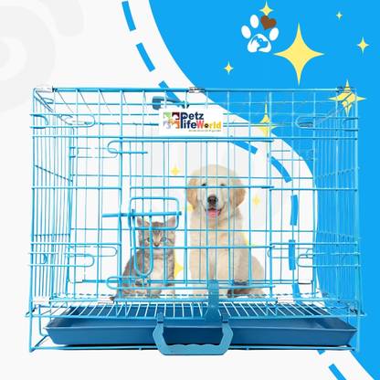Petzlifeworld 24' Inch (2 Feet - 60 CM) Blue With Black Tray Dog, Rabbit Cage
