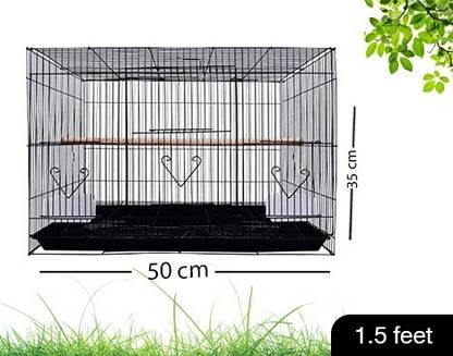 Animaux (1.5 FEET) (BLACK)with Handle, Two Feeder Bowls, Wooden Perch Stick Bird, Rabbit Cage
