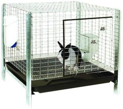 Cj farms and agritech 24" Rabbit Hutch Kit Removable Dropping Pan, Hanging Feeder & Water Bottle Rabbit, Dog, Cat, Miniature Pig Hutch