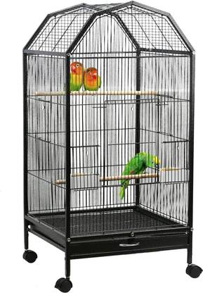 Buraq 30 inch Sturdy Rust Proof Large Bird Cage with Rolling Stand For Birds Bird Cage