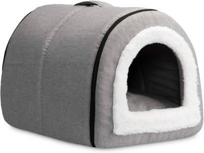 Taococo 2 in 1 Washable,Foldable Dog Portable Bed with Removable Cushion(Grey,Large) Dog House