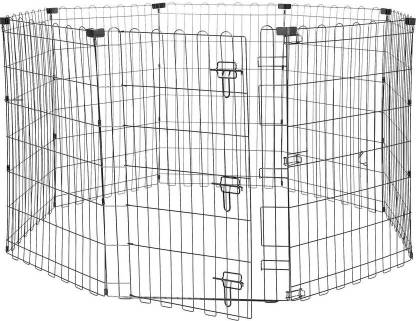 PetJoy Foldable Metal Pet Play & Exercise Pen, Durable & Easy to Set Up, With Door Dog House