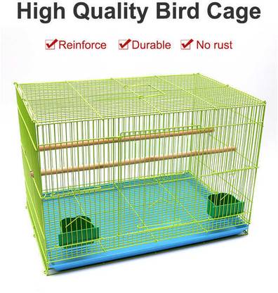 PetJoy Iron Green Bird Cage with Feeding Cup, 1 Pole with Secure Lock,18 Inch Bird, Hamster, Rabbit Cage
