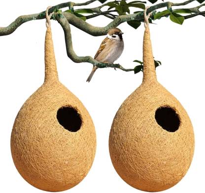 BIRDSHALA Organic Round Large BIRD NEST SET OF TWO purely made by bird building technique Bird House