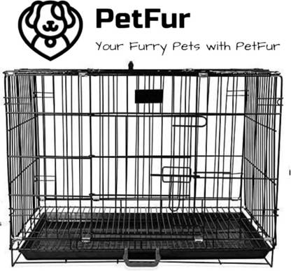 PetFur Coated Iron Cage with Removable Tray for Dog 18 Inches Dog, Cat, Bird, Mouse, Guinea Pig, Hamster, Turtle Cage