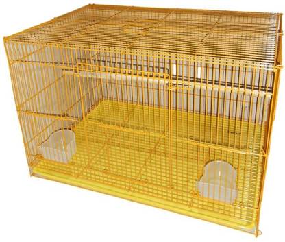 PetJoy Yellow Iron Bird Cage with Feeding Cup, 1 Pole with Secure Lock, 15 Inches Bird, Hamster, Rabbit Cage