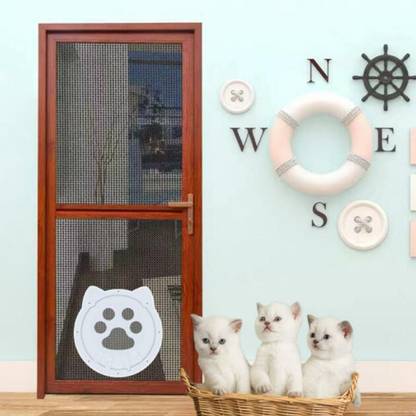 Lyla Dog Cat Flap Door Kitty Gate Magnet Close 4 Ways Lock Interior Door White Dog Cage