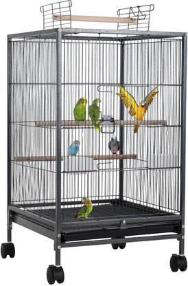 24x7eMall 30 inch Sturdy Large Bird Cage with Rolling Stand (Black, Large) Bird Cage