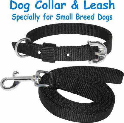 Aviean International Dog Belt Combo of Black Dog Collar with Dog Leash Dog 26 cm Dog & Cat Strap Leash