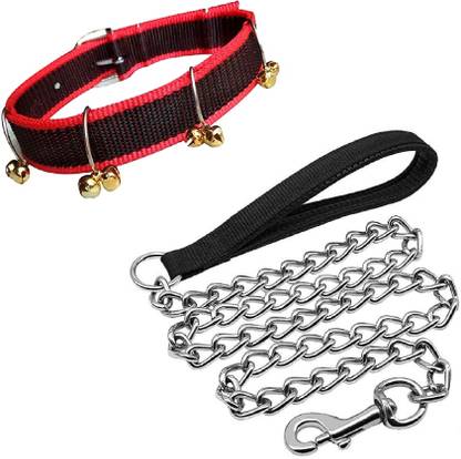 Quickato Combo Dog Handle Chain & Collar Set Medium Dog Collar & Handle Chain 150 cm Dog Chain Leash