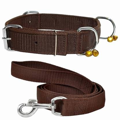 Senapati Traders Collar Belt and Leash Set for Large Dogs, Stylish Nylon Belts with Bell 60 cm Dog Strap Leash