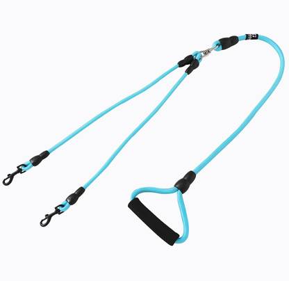 KUBER INDUSTRIES Double Coupler Dog Leash|Double Dog Leash|Durable Metal Hooks|Blue 145 cm Dog Strap Leash