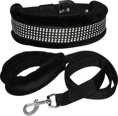 Happy Home's Care Dog Belt Combo Fur Padded Nylon Dog Collar & Leash Set For Small Dogs & Puppy Dog Collar & Leash