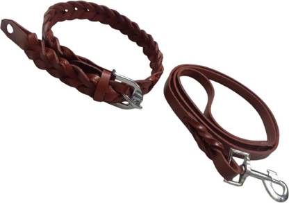 shagul Dog leather collar & leash size C= full 50 [leash= 90 cm] 90 cm Dog & Cat Chain Leash
