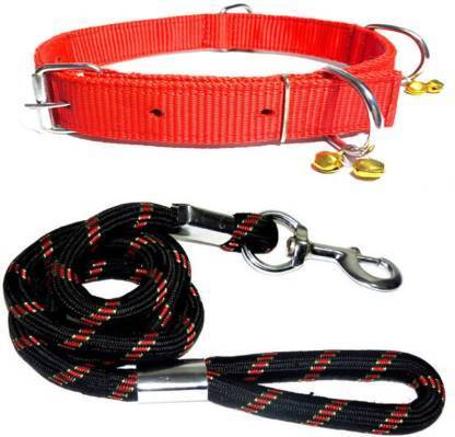 JADEE Dog Belt Bell Collar With Rope (Recommanded for 14-23KG PET) 150 cm Dog Strap Leash