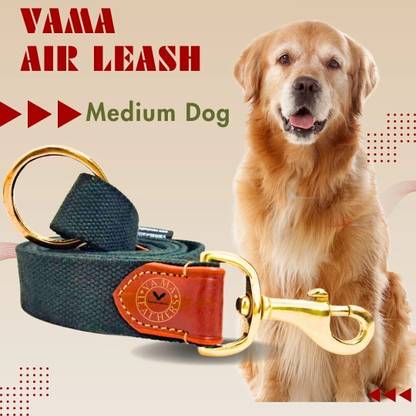 VamaLeathers Strong Leash - Natural Cotton & Leather - Soft & No Sweat in Hand - Patent Applied Dual Handle Functionality - For Medium Size Dog 152.4 cm Dog Strap Leash