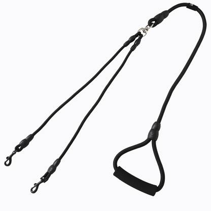 KUBER INDUSTRIES Double Coupler Dog Leash|Double Dog Leash|Durable Metal Hooks|Black 145 cm Dog Strap Leash